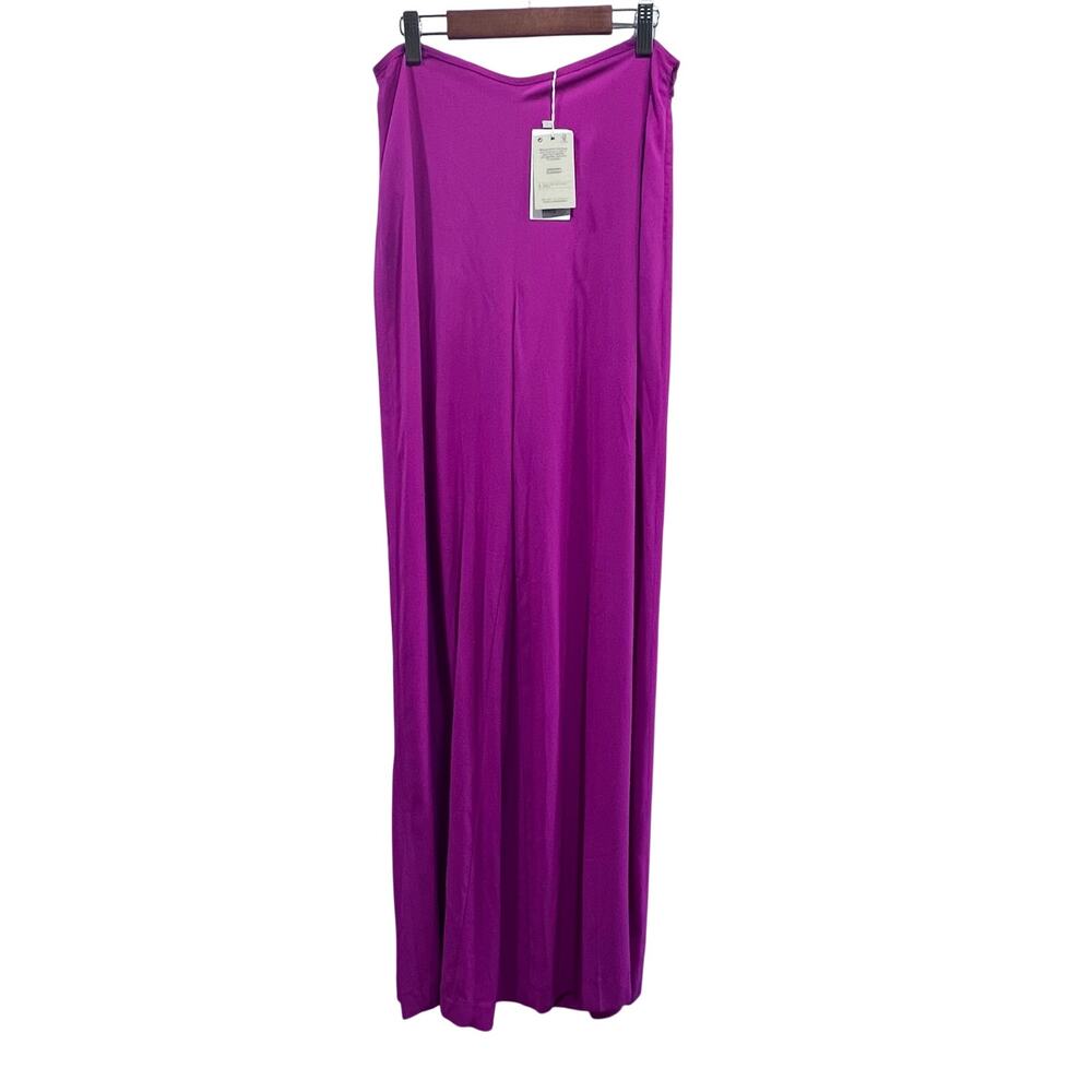 Mango Fuschia Pink Wide Leg High Rise Trouser Pants Women's Size 6 NWT Barbicore